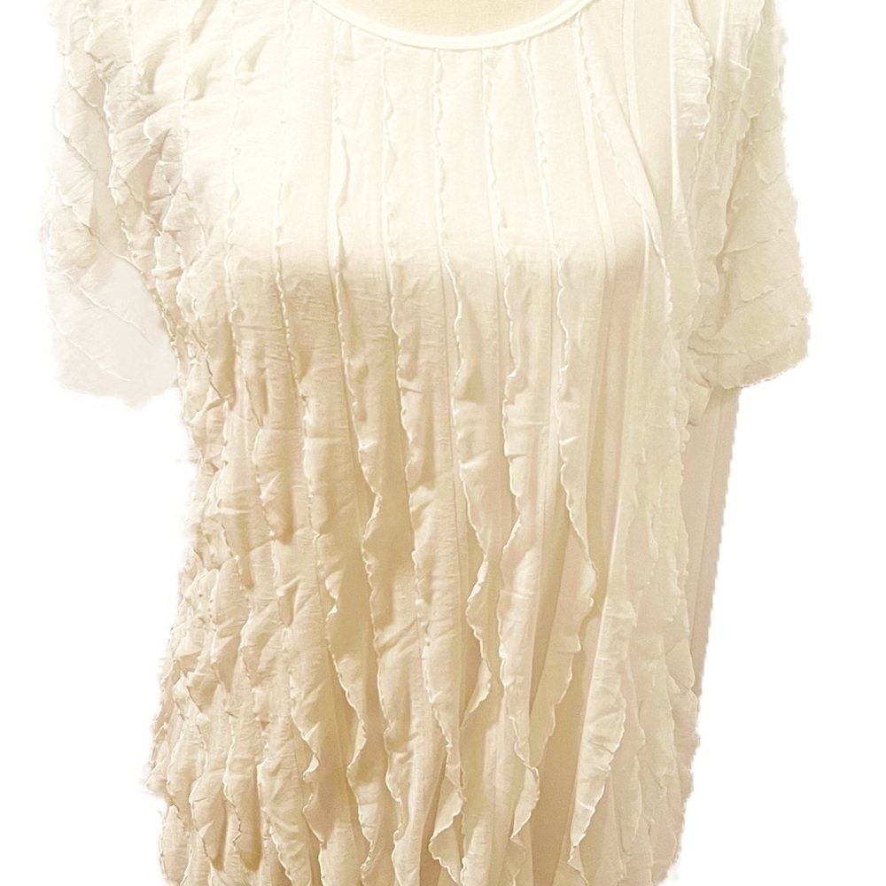Andrea Missy White Ruffle blouse Size large
